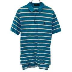 POLO RALPH LAUREN 半袖 ロゴ ポロシャツ L ライトブルー×ホワイト×ボーダー ポロラルフローレン 古着卸 アメリカ仕入 a707-5248