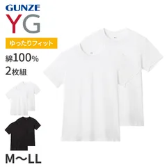 グンゼ YG tシャツ メンズ 半袖 クルーネック 抗菌 防臭 2枚組 M L LL 丸首 GUNZE インナーシャツ 男性 紳士 下着 肌着 インナー ニオイ対策 夏 スーツ下 ビジネス ビジネスインナー オールシーズン