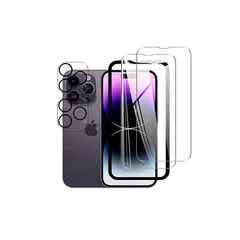【2+2枚入り 日本AGC旭硝子】対応 iPhone 14 pro フィルム ガイド枠付き iphone14pro ガラスフィルム（2枚入）+レンズ保護フィルム（2枚入）【ガイド枠付き】旭硝子製 いpほね14pro 用の 強化ガラス 液晶 ガラス 極薄 厚