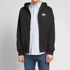 USA正規品 Stussy ステューシー BASIC ベーシック ZIP スウェット ジップアップ 裏起毛 パーカー 黒