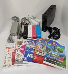 ＃通電確認済み 任天堂 Wii 本体 RVL-001 ゲームソフト 5本 スーパーマリオギャラクシー2/ NEWスーパーマリオブラザーズ/ wiiパーティー/ wiiスポーツリゾート/ wii リモコンプラスバラエティ　付属品セット【ゲーム機本体】【2】