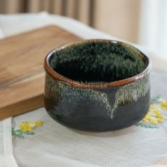 天目流し抹茶碗小 お抹茶 抹茶 まっちゃ お茶碗　茶器 茶道具 器 うつわ 陶器 食器 おうち 美濃焼 プレゼント母の日 22-26721