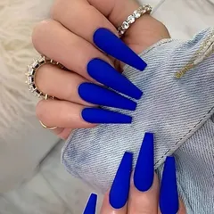 Liberte555 ネイルチップ ギャル 子供 付け爪 長い 地雷系 可愛い キラキラ シール グッズ(ブルー,  ロング)