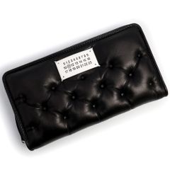 メゾン マルジェラ グラム スラム エンブロイダリー ウォレット ラウンドファスナー ジップ 長財布 シープスキン レザー ブラック 黒 シルバー金具 SA1UI0030 箱付 Maison Margiela（新品・未使用品）
