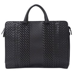 極美品✨ボッテガ トートバッグ イントレチャート レザー 本革 ビジネス 黒 U【BOTTEGA VENETA】イントレチャート ビジネスバッグ レザー