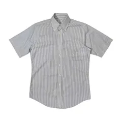 Brooks Brothers ブルックスブラザーズ ストライプ柄 BD 半袖 オックスフォード シャツ 15 /メンズ/ノンアイロン/水色系