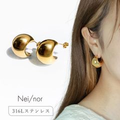 nei/nor ピアス レディース フープピアス シンプル 金属アレルギー対応 ゴールド【Nei/nor】（ネイナー） 316L ステンレス PVD コーティング ピアス レディース 韓国ピアス【nnp-0019】【ピアス】