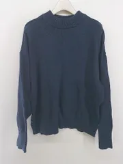 ◇ CRAFT STANDARD BOUTIQUE ハイネック サイドスリット コットンニット 長袖 セーター サイズF ネイビー レディース E  【1304260005348】