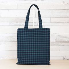 緑チェック 生成り タータンチェック トートバッグ A4 縦型 サブバッグ 通勤通学 おしゃれ かわいい エコバッグ 肩掛けバッグ 縦長バッグ ハンドメイド