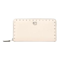 コーチ COACH アコーディオン ジップ ウォレット リベット グラブタンレザー CU707 長財布 ラウンドファスナー ロングウォレット レディース チョーク (ホワイト) 正規品 中古 mbl23013