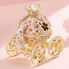 EX606-1 サクラキャリッジ 馬車 クリスタルジュエリーボックス 白うさぎ キラキラ クリスタル 桜 リングケース アクセサリーケース リングピロー 東京銀座PICALS ピィアース 東京銀座ピカルス mer12
