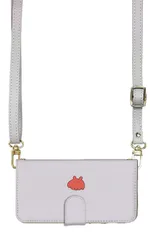 iPhone14Pro ケース 手帳型 アイフォン14 プロ スマホケース スマホショルダー レザー ストラップ メンダコ ワンポイント かわいい 調節可能 130cm  カラー03