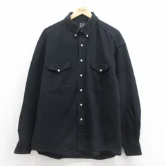 XL/古着 ギャップ GAP 長袖 ブランド シャツ メンズ 90s コットン ボタンダウン 黒 ブラック 25sep05 中古 トップス