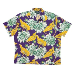 古着 ポロバイラルフローレン オープンカラー リネン ハワイアン アロハシャツ クリーニング済み CLAYTON メンズ XL 実寸 2XL