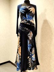 ドレス　紺×ブルー　Ｍサイズ　コンテスト・発表会・パーティ・ナイトドレス【オーダーメイド対応可】