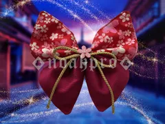 大正ロマン♡大きめ花柄リボンバレッタ　和柄/和風/卒業式/和服に合う/デカリボン/コットン/着物と合わせて/花柄/成人式