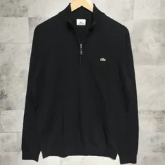 【極美品】LACOSTE　ハーフジップ ウールセーター　サイズ5 L相当　ブラック　WOOL MARK　薄手
