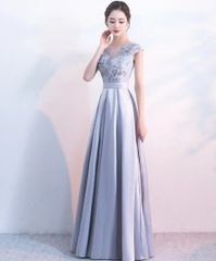 ★送料無料★11号(L)☆立体刺繍のサテンロングドレス(OPN1093)
