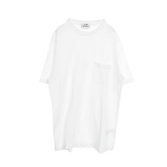 エルメス HERMES カットソー H刺繍 ポケット付き ホワイト コットン Tシャツ メンズ Used A