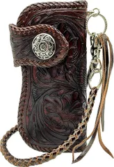 K&R バイカーズウォレット カービング メンズ 財布 長財布 カーブ(Dブラウン/Dブラウン カーブ)