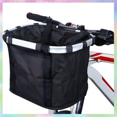 自転車 かご 脱着式 前かご バスケット 折りたたみ 防水 耐荷重10KG 取り付け簡単 クロスバイク マウンテンバイク 折り畳み自転車 通勤車等用 日本語説明書付き ブラック