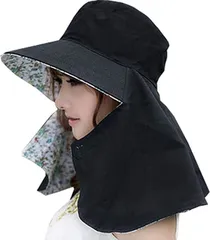 Laquest 母の日 ラ・クエスト 日よけ帽子 レディース ハット リバーシブル 農作業 サンバイザー ウォーキング スポーツ観戦( ブラック,  Free Size)