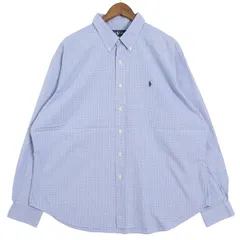 00's ラルフローレン 長袖ボタンダウンシャツ チェック柄 メンズUS-XXL サックスブルー hsc-0671n