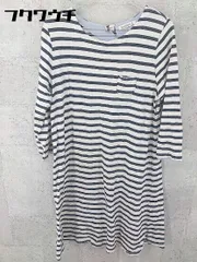 ◇ ◎ Samansa Mos2 サマンサ モスモス ボーダー 長袖 膝丈 ワンピース サイズM ベージュ系 ブラック レディース 【中古】 【1101270006200】