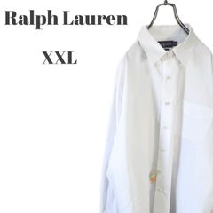 Ralph Lauren ラルフローレン 長袖ボタンダウンシャツ 胸ポケット付き ホワイト 大きいサイズ メンズ XXLサイズ