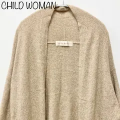 【CHILD WOMAN】ロングウールカーディガン　ニット　ベージュ　ウエストリボン