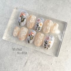 ネイルチップ 花 フラワー ニュアンス ちゅるん うるうる 大人