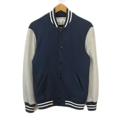 B&Y ユナイテッドアローズ BEAUTY&YOUTH ビューティー&ユース スウェット アワード ジャケット スタジャン S 紺 ネイビー グレー