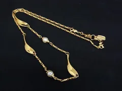 ■美品■ LANCEL ランセル パール チェーン ネックレス アクセサリー レディース ゴールド系 DK2580のサムネイル