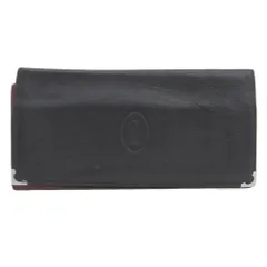 【本物保証】 カルティエ CARTIER マストライン 二つ折り 長財布 レザー 黒 ブラック