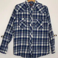 Wrangler ラングラー vintage ヴィンテージ ウエスタンシャツ 長袖シャツ ボタンダウンシャツ チェック柄 80's メンズ M 80年代 ブルー ホワイト