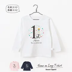 【長袖Tシャツ】名入れ キッズ ベビー バースデー02 ギフト 名前入り 出産祝い 誕生日 男の子 女の子 赤ちゃん服 子供服 ジュニア ネーム おしゃれ かわいい 人気 おそろい 双子 兄弟 姉妹 スポーツ 運動会 イベント 記念撮影フォト ロンティ