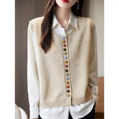 ☆ ベージュ ☆ Lサイズ ☆ ニットベスト ショート丈 保温 ベスト ニット レディース ニットベスト ジレ チョッキ ウェストコート ノースリーブ 前ボタン ショート丈 秋 冬 秋冬 春 春秋 かわいい おしゃれ 前あき 前開き 可愛い オシャレ Uネック