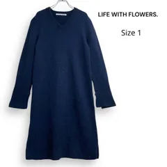 LIFE WITH FLOWERS. ライフウィズフラワーズ ウール ニット ワンピース ネイビー 1