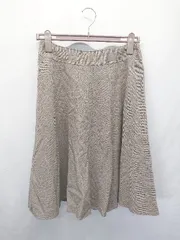 ◇ ⊇ LAUTREAMONT ロートレアモン グレンチェック 膝下丈 フレア スカート サイズ3 ブラウン系 レディース E  【1507230010414】