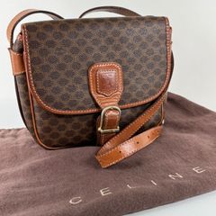 CELINE セリーヌ マカダム ショルダーバッグ PVCレザー ブラウン ヴィンテージ オールド