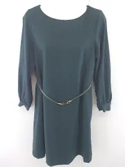 ◇ ◎ ROPE PICNIC ロペピクニック ベルト付き 長袖 膝丈 ワンピース サイズ40 グリーン系 レディース  【中古】 【1206030005582】
