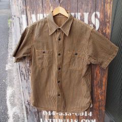 【CUSHMAN】クッシュマン ヒッコリーストライプ 半袖 ワークシャツ M