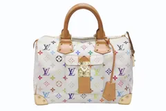 LOUIS VUITTON ルイヴィトン スピーディ30 ハンドバッグ M92643 モノグラム マルチカラー 村上隆 ホワイト 美品 中古 4b006623
