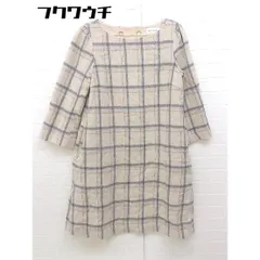 ◇ Bon mercerie ボン メルスリー anatelier チェック 七分袖 ミニ ワンピース サイズ38 ベージュ レディース 【中古】 【1103240007491】