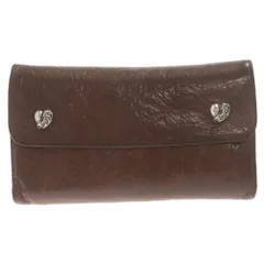 CHROME HEARTS (クロムハーツ) WAVE HEART ウェーブ ハート ボタンレザー ロングウォレット 長財布 特注品 ダークブラウン 国内ギャラ付きのサムネイル