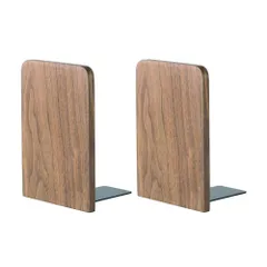 【人気商品】Muso Wood 木製 ブックエンド8*13cm (1ペアパック) (ウォールナット)