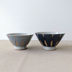 ペア 新品 日本製 波佐見焼 飯碗 ブラック グレー 和モダン お洒落