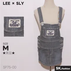 ★美品★ LEE × SLY リー × スライ サロペット スカート ミニ丈 デニム素材 ストライプ柄 カジュアルスタイル 　ネイビー　 【SP75-00】 送料無料　古着　レディース