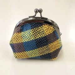 手織り　がま口　小物入れ