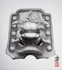 鬼瓦　工芸品　骨董品　魔除け　淡路瓦　雌雄一体 あいちの地場産業 AICHI Local industry